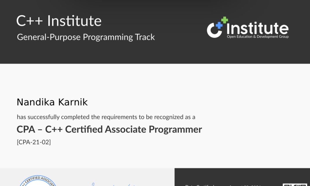C++ Certified Associated Programmer